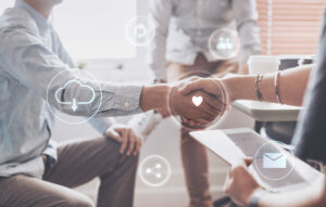 Representatividade de parceria feita entre a agência rei e a meta business partner